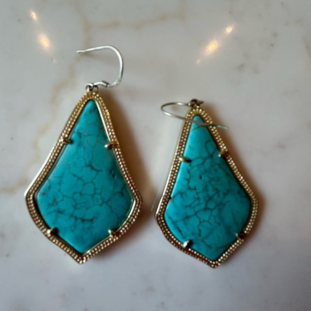 KENDRA SCOTT Large Turquoise &Gold Earrings